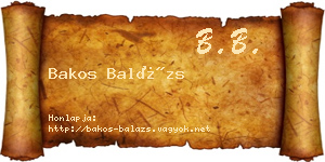 Bakos Balázs névjegykártya